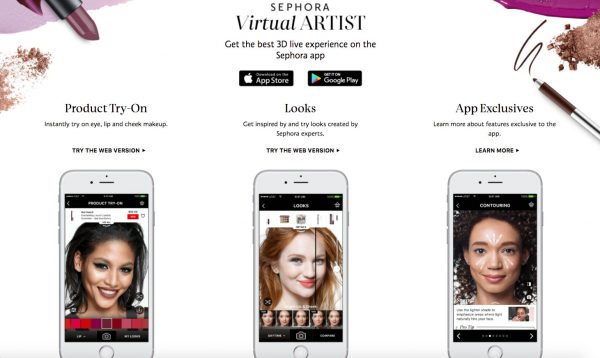 Sephora的Virtual Artist提供了一個有趣而簡單的工具，你可以使用手提電腦或手機以網上嘗試不同的化妝品顏色